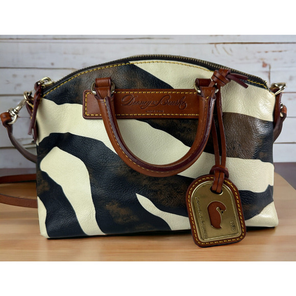 Dooney & Bourke Genuine Florentine Vacchetta Leather Satchel Zebra Print Bag - Picture 14 of 14